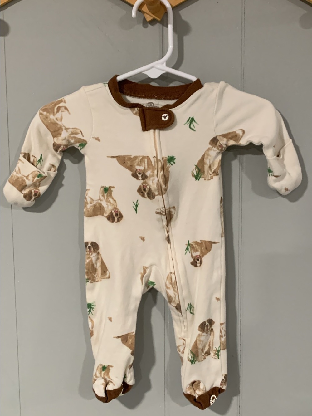 Burt’s Bees Dog Print Footed Romper Preemie